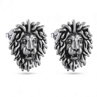 Серьги Лев (Кристаллы, г/п: античное серебро, 3х2.5 см., 5 гр.) AN00 0012S-00E Uvelina