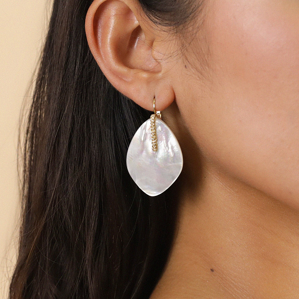 Серьги Brocelian (Перламутр, 3,8х2,7 см,г/п:золото) 12-799911 Франция Nature Bijjoux