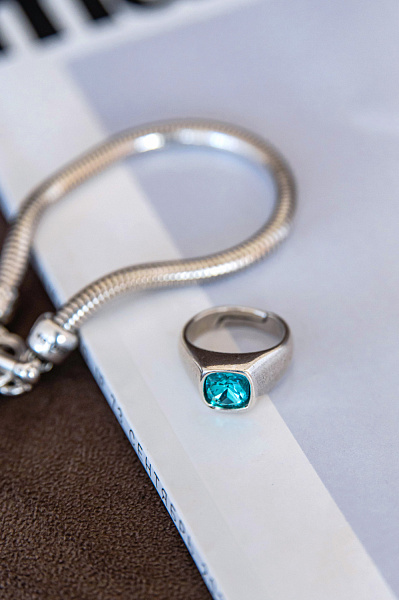 Кольцо Ciclon 16-17р  EMO513-36-9 (бирюзовый,г/п:серебро,регулируется) Испания 