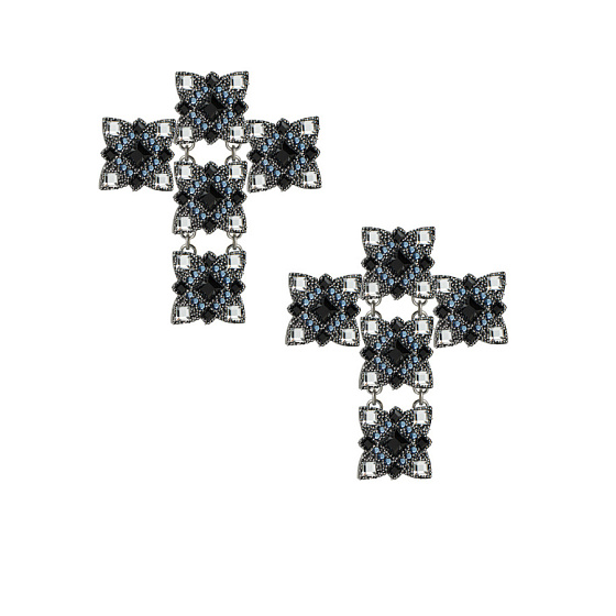 картинка Серьги (кристаллы Swarovski, 7.5х6 см, г/п: золото, 15 гр.) Katerina Vassou KV26.1-404927B ювелирный  магазин Калина являющийся официальным дистрибьютором в России 