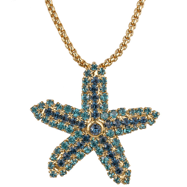 Колье (кристалл бирюзовый, синий, 3,7х3,2 см, 82 см) Италия Claudio Canzian 002 05 808