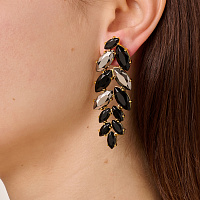 Серьги BANYAN (кристалл черный, гематит, г/п: золото, 6,3х2 см) Дания DYRBERG/KERN 470036