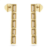 Серьги Богемия (кристаллы шампань, г/п: золото, 4,5 см) Uvelina SW00 0045G-016E1