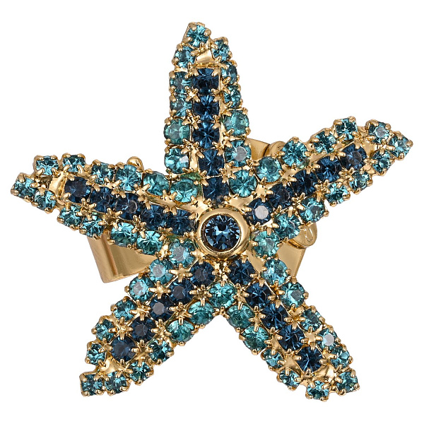 Кольцо (кристалл бирюзовый, синий, 3,7х3,4 см) Италия Claudio Canzian 002 01 559