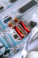 Серьги (кристаллы красные, 4,4х1см, 13 гр.) Италия Claudio Canzian 002 02 713