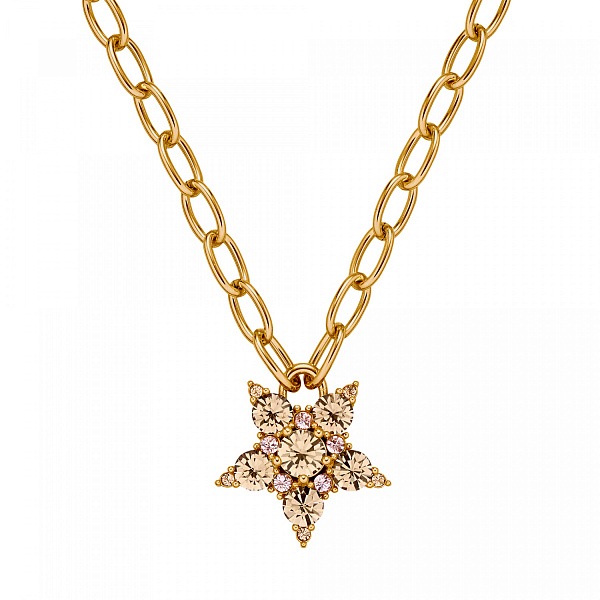 Колье SAGITTA (кристалл медовый, розовый, г/п: золото, 46+5 см) Дания DYRBERG/KERN 450054