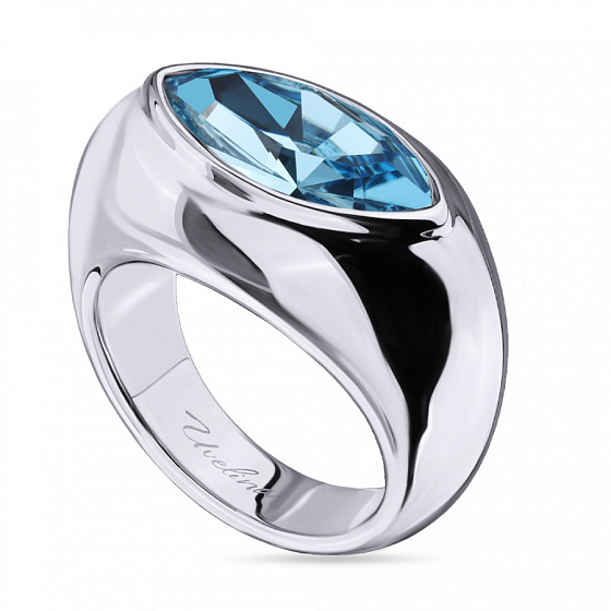 картинка Кольцо Эдем (кристаллы аквамарин, г/п: родий, р.18) Uvelina SW00 0110R-202R-8 ювелирный  магазин Калина являющийся официальным дистрибьютором в России 