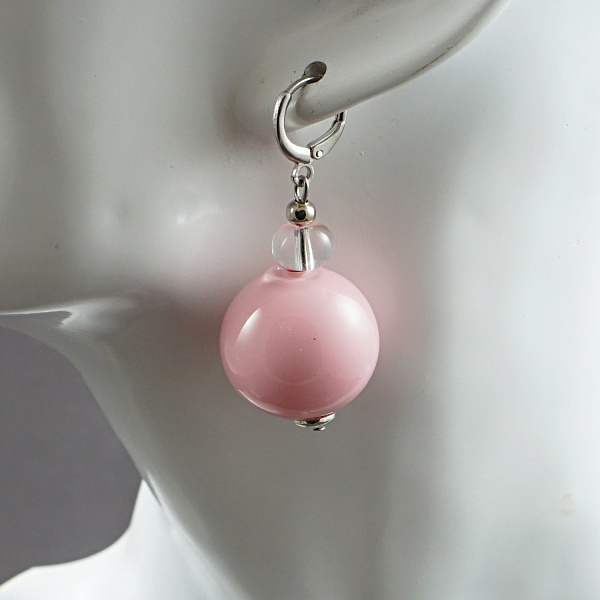 Серьги MURANO Sfere розовый Италия