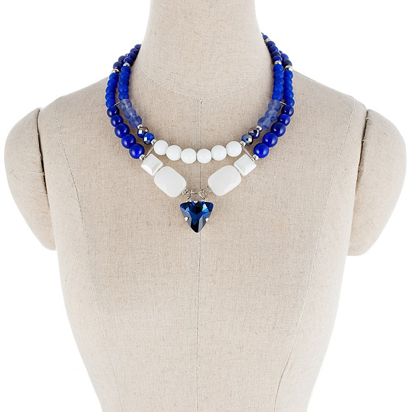 Колье(Кварц, хрустальное стекло, латунь. Гальв. покрытие: родий.) Solo 10118171 Россия