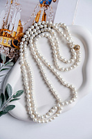 Колье (Майорка белая, кристаллы прозрачные, г/п: родий, 150см) Италия Perfetto