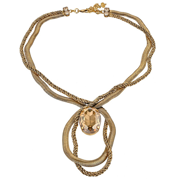 Колье Жгуты (кристалл медовый, 7,5х3,5 см, 48 см) Италия Claudio Canzian  002 05 061