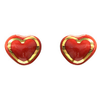 Пусеты Сердце (керамика,красный г/п: золото, 1.4х1см) Испания 01902025