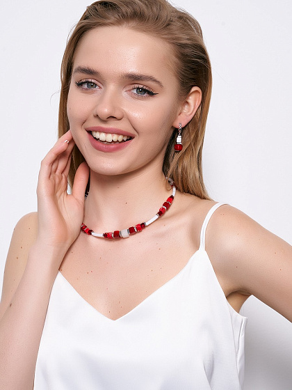 картинка Серьги (Коралл, кахолонг, гематит, кр.Preciosa) 20153330 Россия Роман с камнем ювелирный  магазин Калина являющийся официальным дистрибьютором в России 