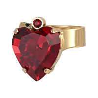 Кольцо Сердце (Кристалл красный, 1,6х1,4 см, регулируется) Италия Claudio Canzian 002 01 506