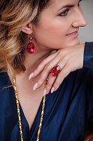 Кольцо Капля б. (кристалл красный,3х2х0,8 см ) Италия  Claudio Canzian 002 01 196