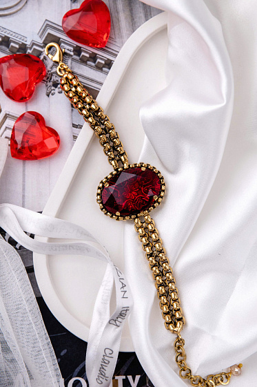 картинка Браслет (чешское стекло красный, 16-22 см) Италия Claudio Canzian 002 04 529 ювелирный  магазин Калина являющийся официальным дистрибьютором в России 