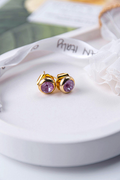 Пусеты (кристалл цвет орхидея) Италия  Claudio Canzian 002 02 297