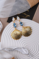 Серьги Круиз (кристаллы голубые, белый опал, 6,7х3,2 см, 13гр) Италия Claudio Canzian 002 02 784