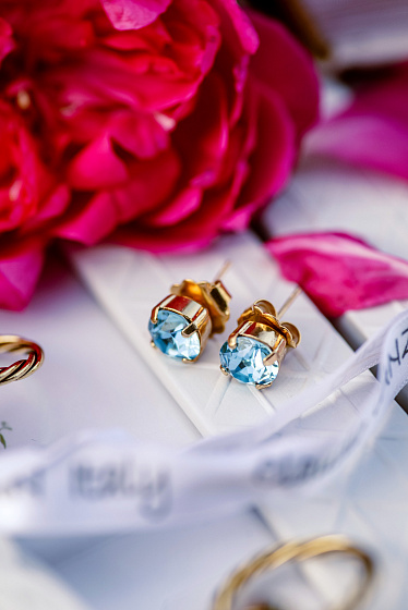 картинка Пусеты (голубой кристалл) Италия  Claudio Canzian 002 02 325 ювелирный  магазин Калина являющийся официальным дистрибьютором в России 