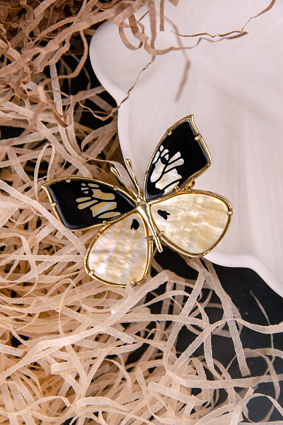 Брошь Mariposa (перламутр,г/п: золото, 4,5х3,5 см) 10-23907 Франция Nature Bijjoux 