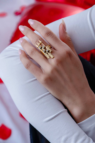 Кольцо Сердца (кристаллы прозрачные, 4х1.3 см, регулируется) Италия Claudio Canzian 002 01 607