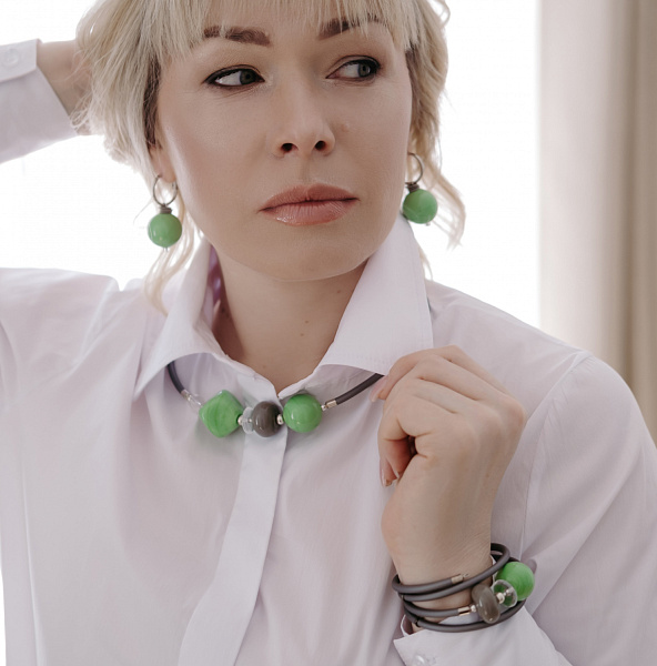 Серьги Rombo салатовый Италия ENZO BENZO