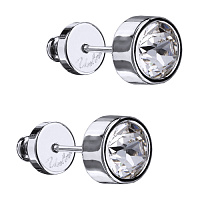 Пусеты Теннис (кристалл: прозрачный 6 мм, г/п: родий) Uvelina SW00 0028R-001E