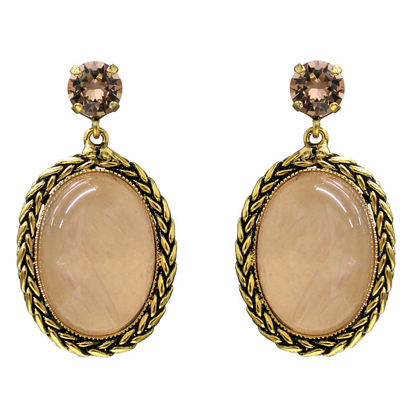 Серьги (розовый кварц, кристалл: розовый, 4,4х2,4 см, 25гр.) Италия  Claudio Canzian 002 02 771