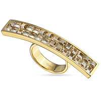 Кольцо Квадро (кристаллы шампань, г/п: золото, р.19 регулир.) SW00 0055G-016R2-9