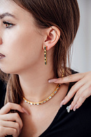 Серьги Богемия (кристаллы темно-серые, г/п: золото, 4,5 см) Uvelina SW00 0045G-014E1