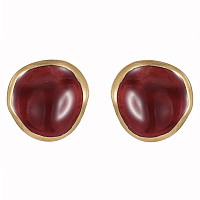 Пусеты (керамика бордо, г/п: золото, 1.5х1.5см, 3 гр.) Испания 01902014 Maximilianas