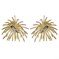 Серьги (кристаллы графит, г/п: золото, 5х3,5 см, 20гр) Греция Kalliope 002 02 007