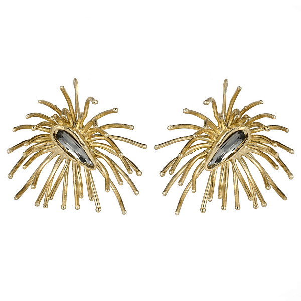 Серьги (кристаллы графит, г/п: золото, 5х3,5 см, 20гр) Греция Kalliope 002 02 007