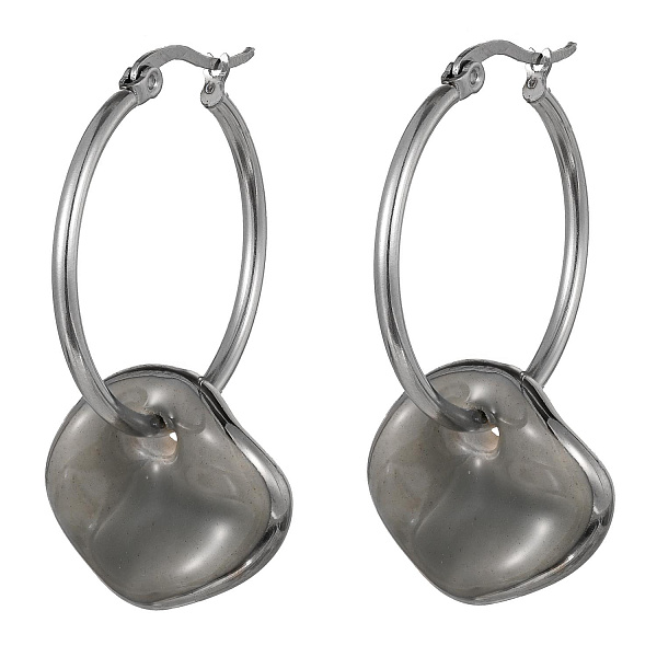 Серьги (керамика серый, г/п: серебро, 4.2х2.9см, 9 гр.) Испания 01902013 Maximilianas