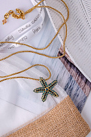 Колье (кристалл бирюзовый, синий, 3,7х3,2 см, 82 см) Италия Claudio Canzian 002 05 808