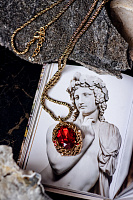 Колье Анастасия (кристалл красный, 80 см, кулон 5х3,3) Италия Claudio Canzian 002 05 371