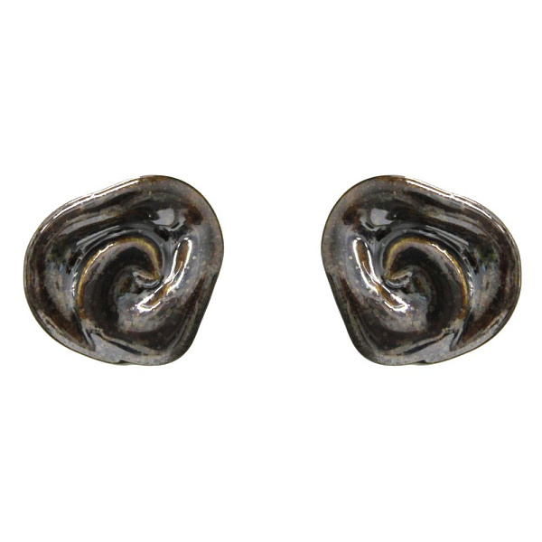 Пусеты Роза (керамика коричневый, г/п: золото,1.4х1.4см ) Испания 01902034