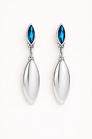 Серьги Ciclon 264602-07 (кристалл бирюзовый, г/п: серебро, 6.7х1.4 см) Испания Vaina 