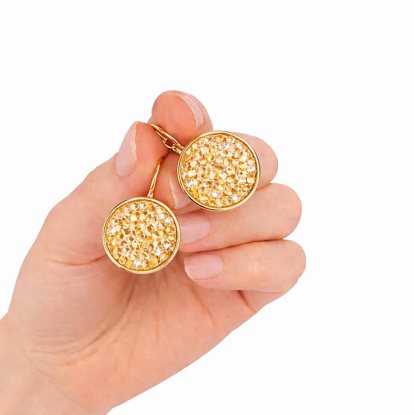 Серьги Iren, 15mm, золотистый, г/п: золото, 5540-5254-7035 Чехия Anabel Crystal