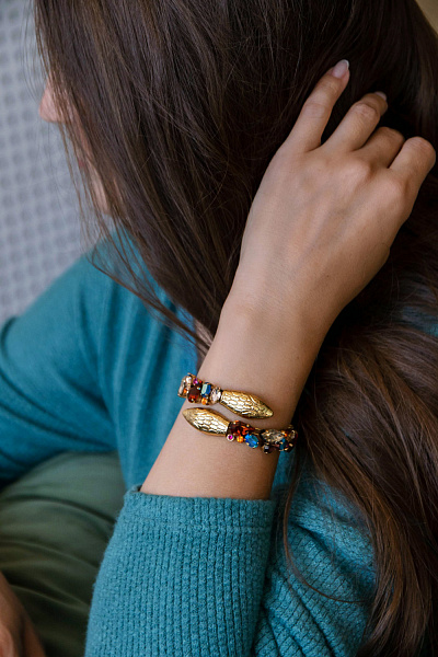 Браслет Змеи (кристаллы разноцветные 1,3 см) Италия Claudio Canzian 002 04 517