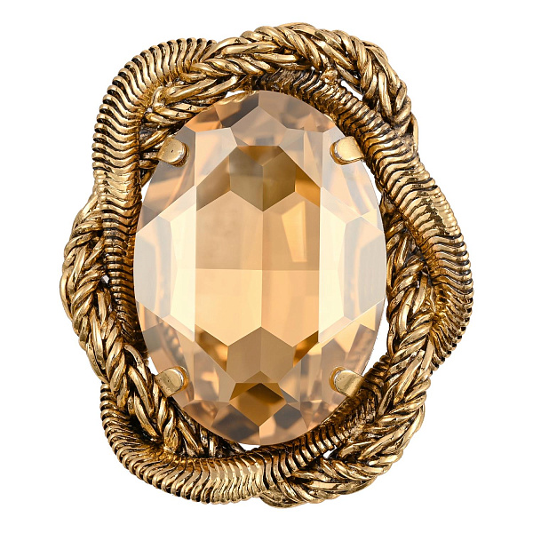 Кольцо Жгуты (кристалл медовый, 4х3,5 см, регулируется) Италия  Claudio Canzian 002 01 102