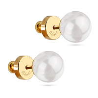 Пусеты Акварель (Майорка белая, 8мм, г/п: золото) MG00 0001G-01E Uvelina