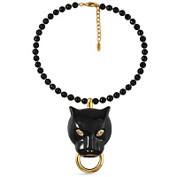 Колье Пантера (эмаль черная, кристаллы белые, агат, 47 см, г/п: золото)  EX00 0011GB-001N Uvelina