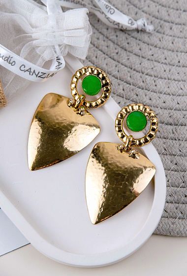 картинка Серьги (агат, 7,7х4 см, 23 гр., г/п: золото) Италия Claudio Canzian 002 02 722 ювелирный  магазин Калина являющийся официальным дистрибьютором в России 