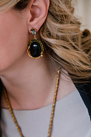 Серьги (агат, кристалл графит, хаки, 5х2,5см, 22 гр.) Италия Claudio Canzian 002 02 791