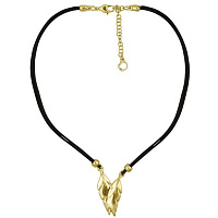 Колье Ciclon (г/п: золото, натуральная кожа) 230806 Испания Savage