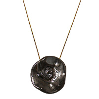 Колье Роза большая (керамика, коричневый, г/п: золото, длина 61 см.4х4 см) Испания  01905027