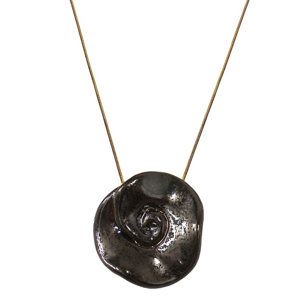 Колье Роза большая (керамика, коричневый, г/п: золото, длина 61 см.4х4 см) Испания  01905027