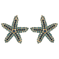 Серьги (кристалл бирюзовый, синий, 3,6х3,6 см 14 гр.) Италия Claudio Canzian 002 02 817