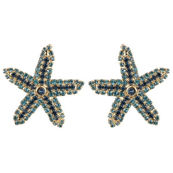 Серьги (кристалл бирюзовый, синий, 3,6х3,6 см 14 гр.) Италия Claudio Canzian 002 02 817